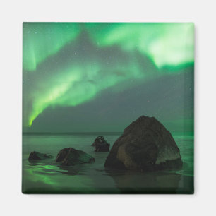 Aimant Aurore Boréale Plage Lofoten Norvège