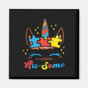 Aimant Ausome Unicorn Face Puzzle Sensibilisation sur l'a