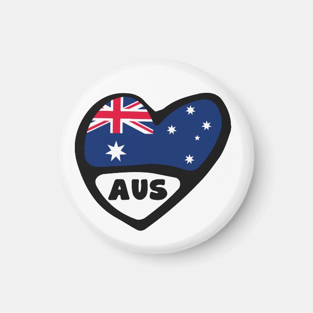 Aimant Australie Pays Code Drapeau Coeur AUS (Devant)