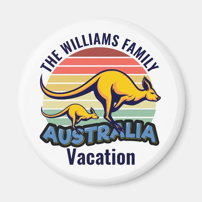 Aimant Australie Voyage Cute Kangaroo Sunset Custom (Devant)