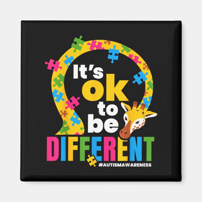 Aimant Autism Awareness Giraffe It’s Ok To Be Different G (Devant)