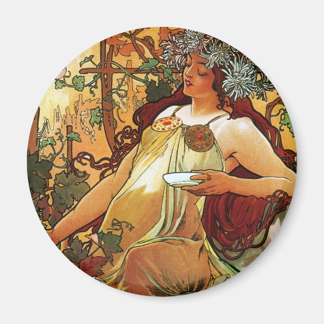 Aimant Automne, Mucha (Devant)