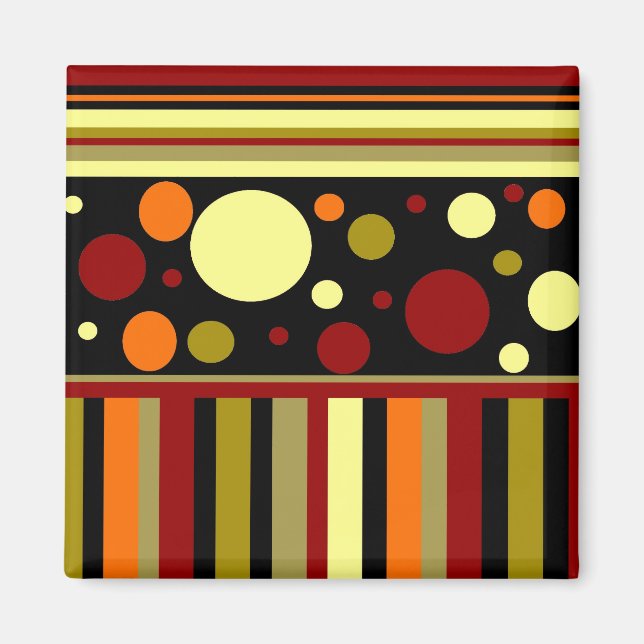 Aimant Automne Tones de la Terre Stripes Pois Motif (Devant)