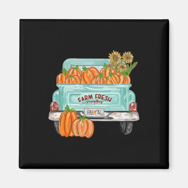 Aimant Automne Y'all Camion Citrouille Tournesol Automne  (Devant)