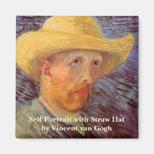 Aimant Autoportrait de Vincent van Gogh au chapeau de pai