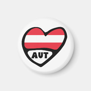 Aimant Autriche Code Pays Drapeau Coeur AUT