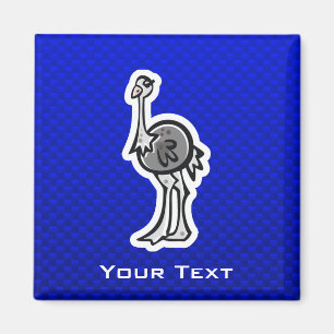 Aimant Autruche mignonne ; Bleu