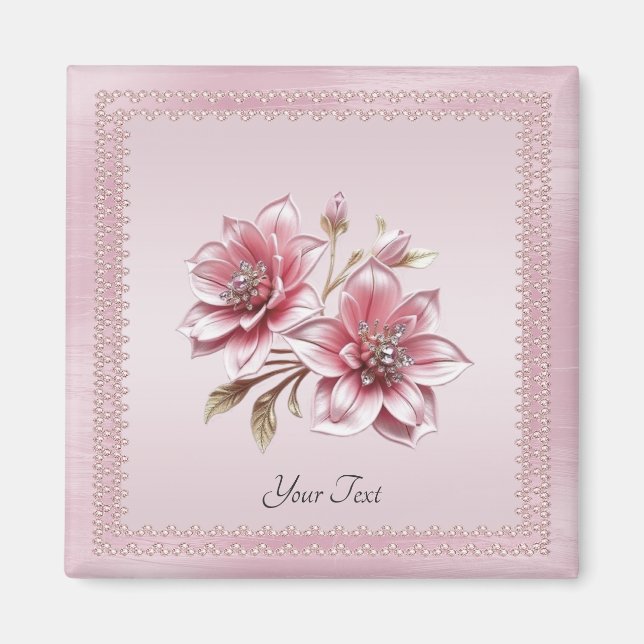 Aimant aux fleurs roses modernes (Devant)