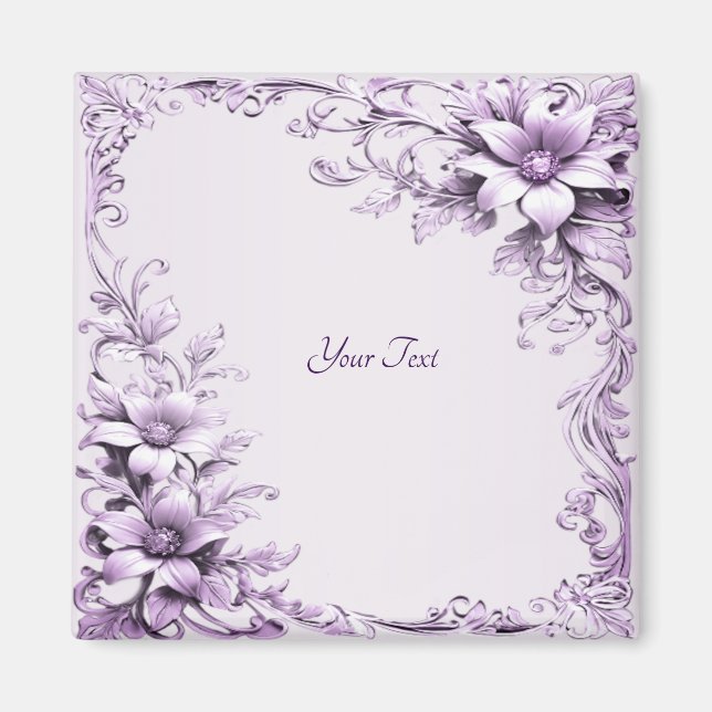 Aimant aux fleurs violettes élégant (Devant)