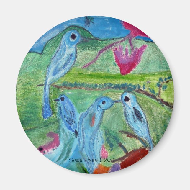 Aimant aux oiseaux colorés (Devant)