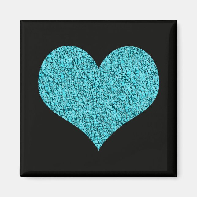 Aimant avec coeur de texture bleue (Devant)