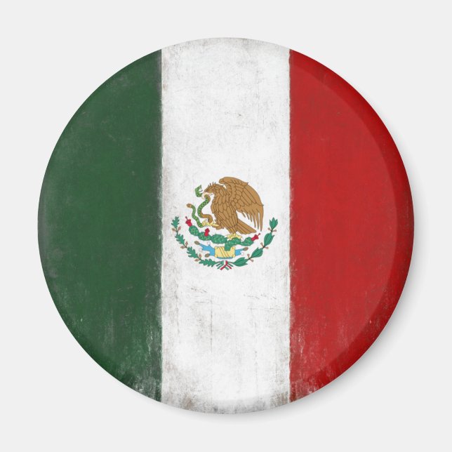Aimant avec Distressed Drapeau du Mexique (Devant)