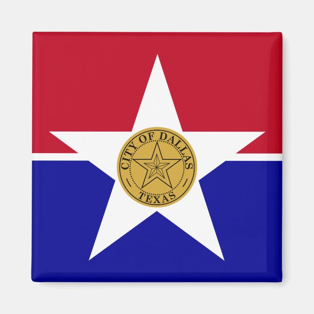 Aimant avec Drapeau de Dallas, Texas, USA (Devant)