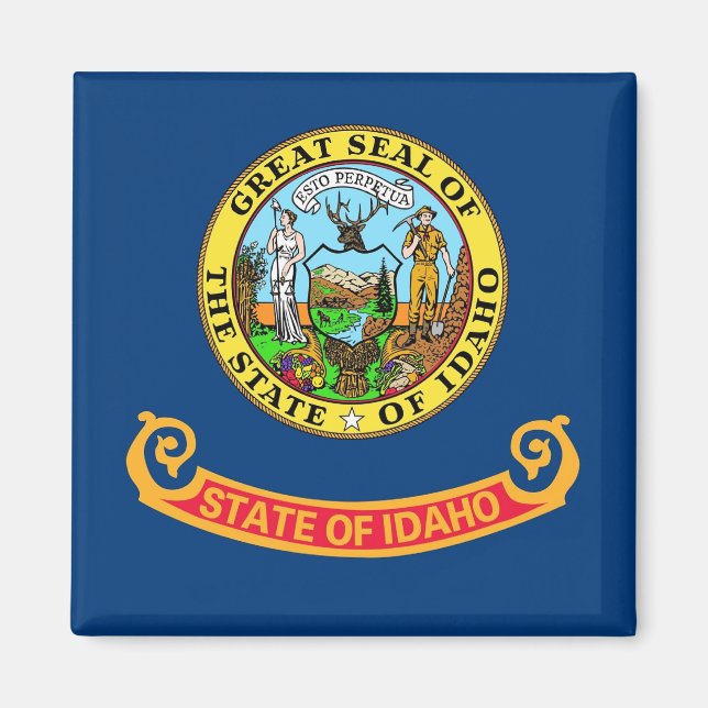 Aimant avec Drapeau de l'Etat de l'Idaho - USA (Devant)