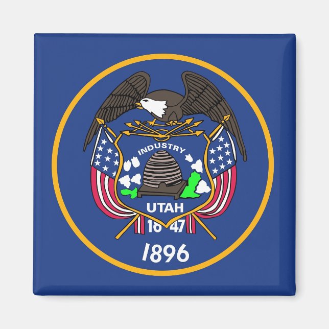 Aimant avec Drapeau de l'Etat de l'Utah - USA (Devant)