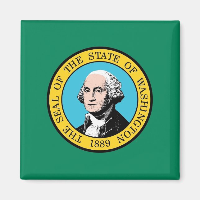 Aimant avec drapeau de l'État de Washington - État (Devant)