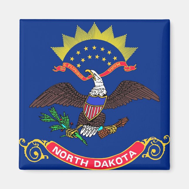 Aimant avec drapeau de l'État du Dakota du Nord -  (Devant)