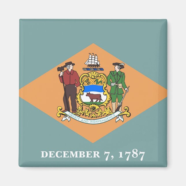 Aimant avec drapeau de l'État du Delaware - États- (Devant)