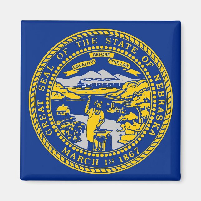Aimant avec drapeau de l'État du Nebraska - États- (Devant)