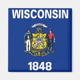 Aimant avec Drapeau de l'État du Wisconsin - USA