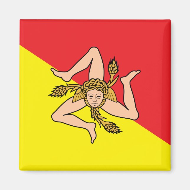 Aimant avec Drapeau de Sicile, Italie (Devant)