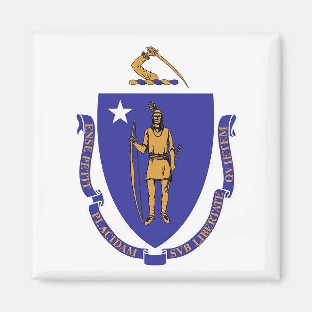 Aimant avec Drapeau du Massachusetts Etat - USA (Devant)