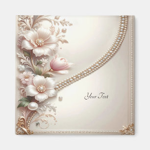 Aimant avec embellissements floraux et perles