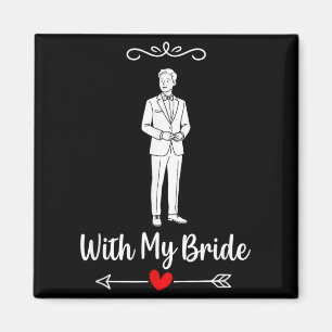 Aimant Avec la mariée, couple assorti, mariage, lune de m