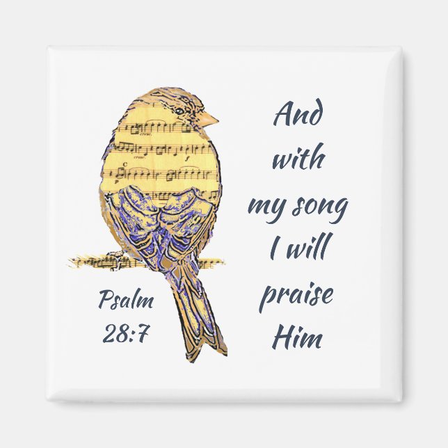 Aimant Avec ma chanson, je le loue Bible Écriture Oiseau (Devant)