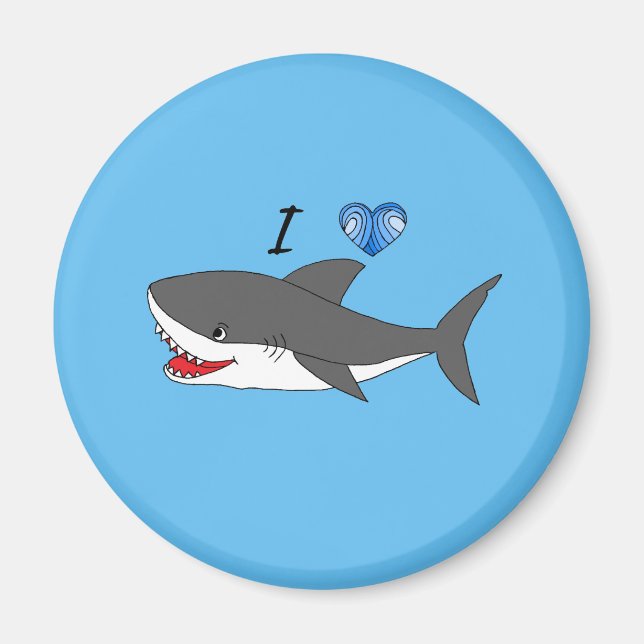 Aimant avec mignon J'aime requins design (Devant)