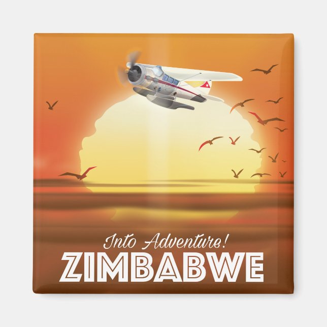 Aimant Aventure ! Affiche de voyage du Zimbabwe (Devant)