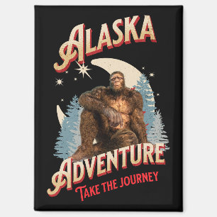 Aimant Aventure Bigfoot en Alaska Art Rétro de la Nature