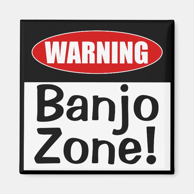 Aimant Avertissement Banjo Zone ! Plaisanterie musicale a (Devant)