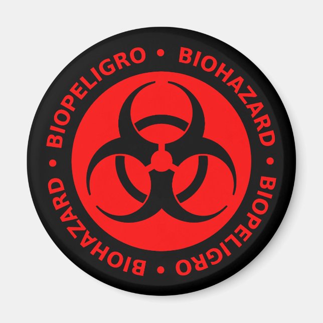 Aimant Avertissement de risque biologique rouge (Devant)