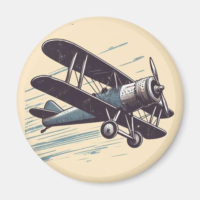 Aimant aviateur en biplan vintage (Devant)
