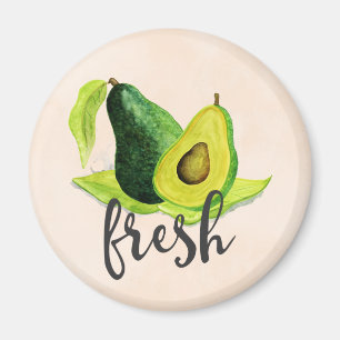 Aimant Avocado vert frais Fruit à vie fixe dans l'aquarel