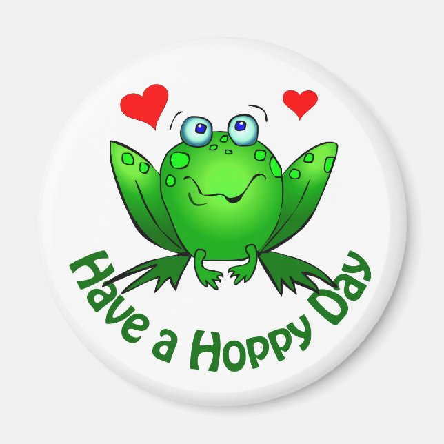 Aimant Avoir une journée Hoppy Cute Green Frog w Hearts (Devant)