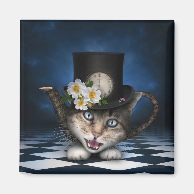 Aimant Awesome Mad Hatter Teapot Chat Conception Whimsica (Devant)
