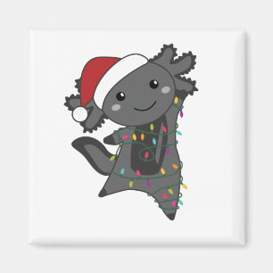 Aimant Axolotl Joyeux Noël Animaux d'hiver Axolotls