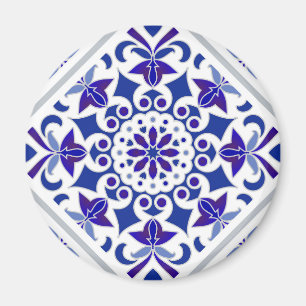 Aimant Azulejos Indigo Portugais carreaux bleus et blancs