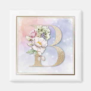 Aimant B Floral rose monogramme