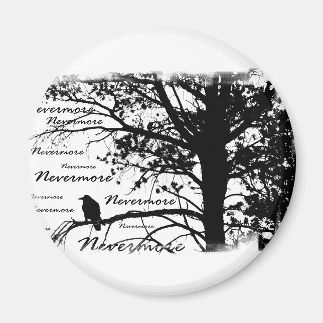 Aimant B&W Nevermore Raven Silhouette (Devant)
