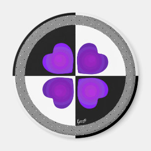 Aimant B&W Purple Hearts Beating