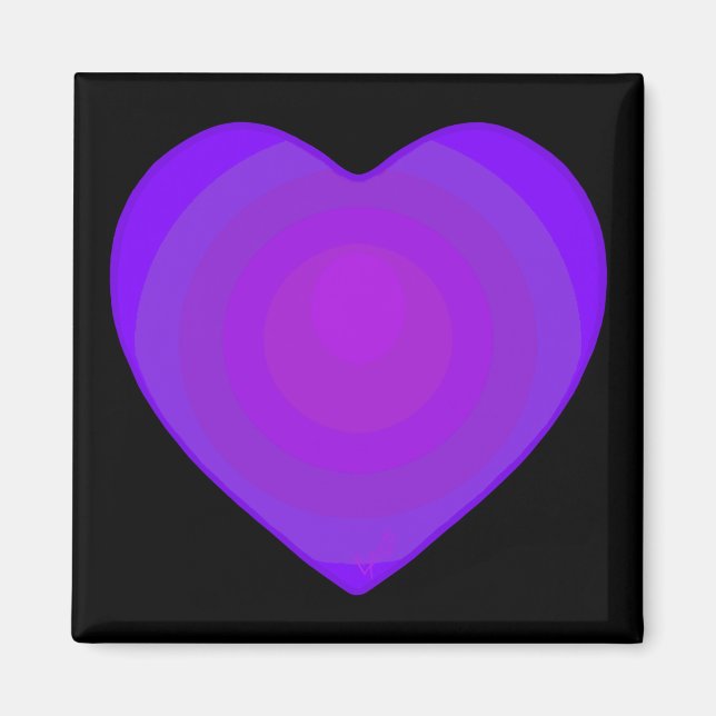 Aimant B&W Purple Hearts Beating (Devant)