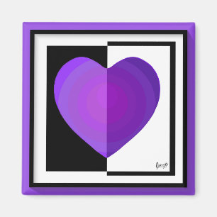 Aimant B&W Purple Hearts Beating