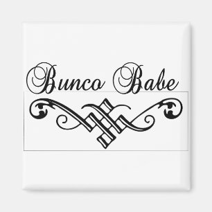 Aimant babe bunco avec lettrage noir