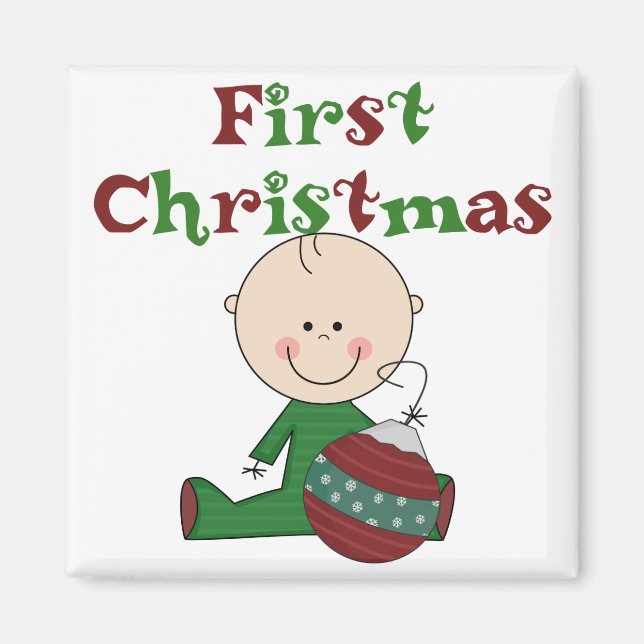 Aimant Baby Boy 1er T-shirts et cadeaux de Noël (Devant)