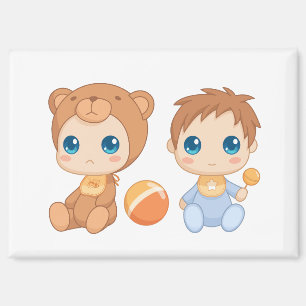 Aimant Baby Boy Twins Bear Jumpsuit