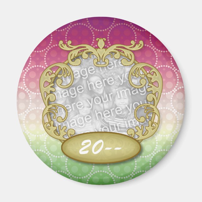 Aimant Baby First Christmas Red Green Yellow Dots (Devant)