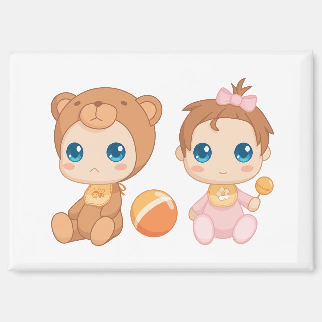 Aimant Baby Girl Twins Bear Jumpsuit (Recto)